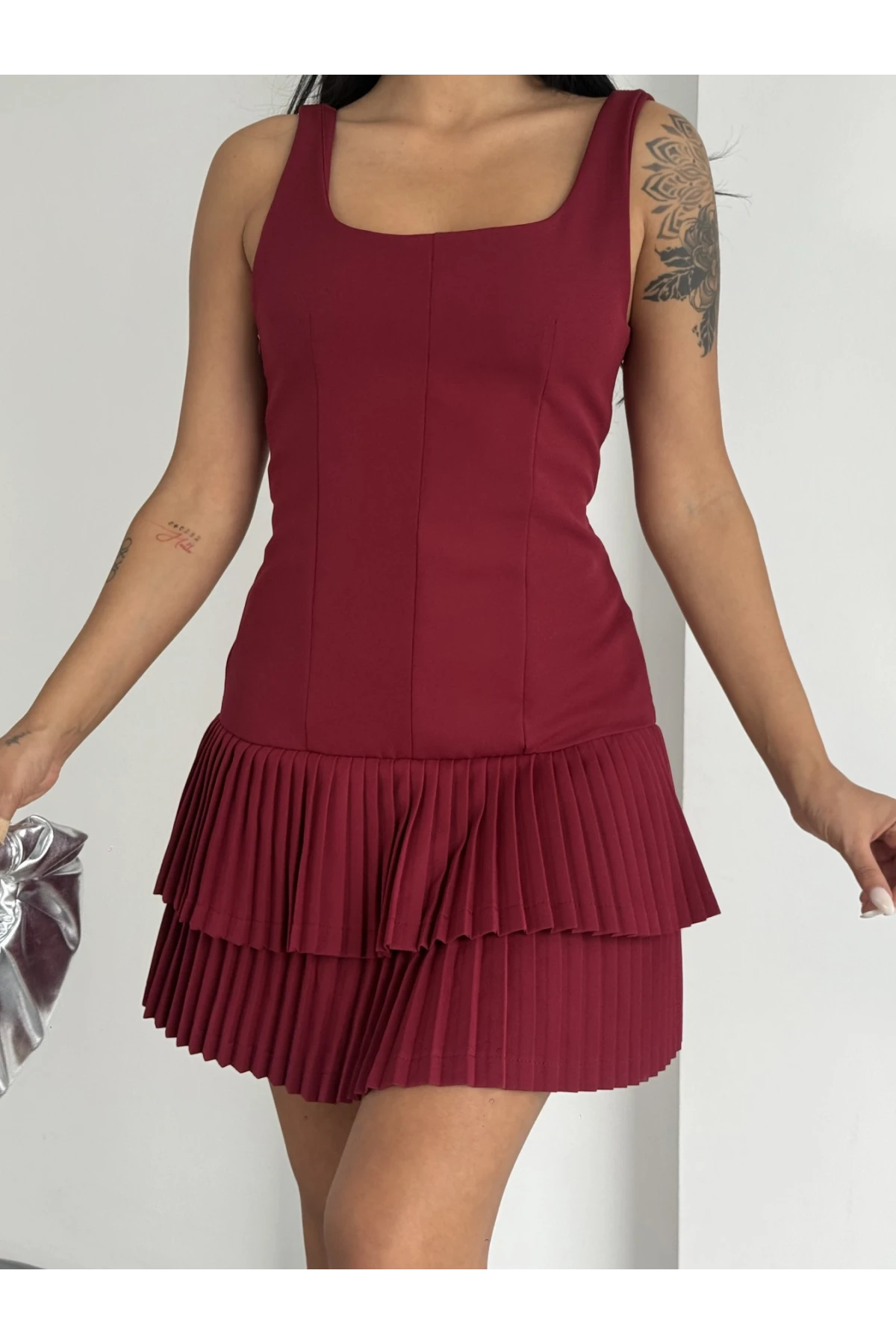 İthal Dabıl Kumaş Piliseli Z@ra@ Model Elbise ** İçi şortludur