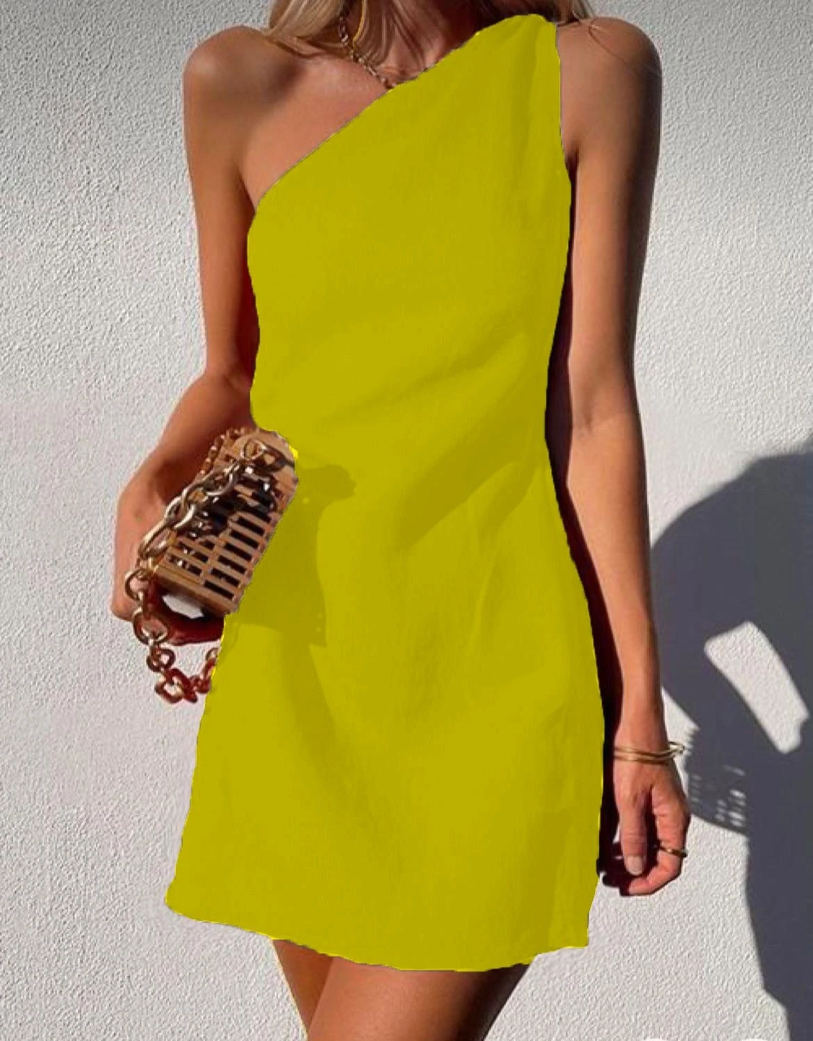 İthal Keten Omuz Detaylı Elbise