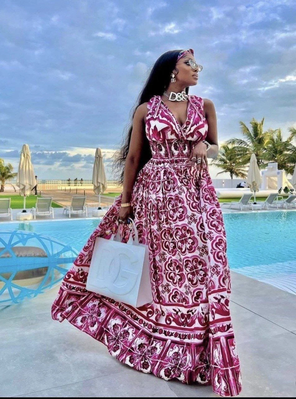 İthal Krep kumaş Omudan Bağcıklı Elbise