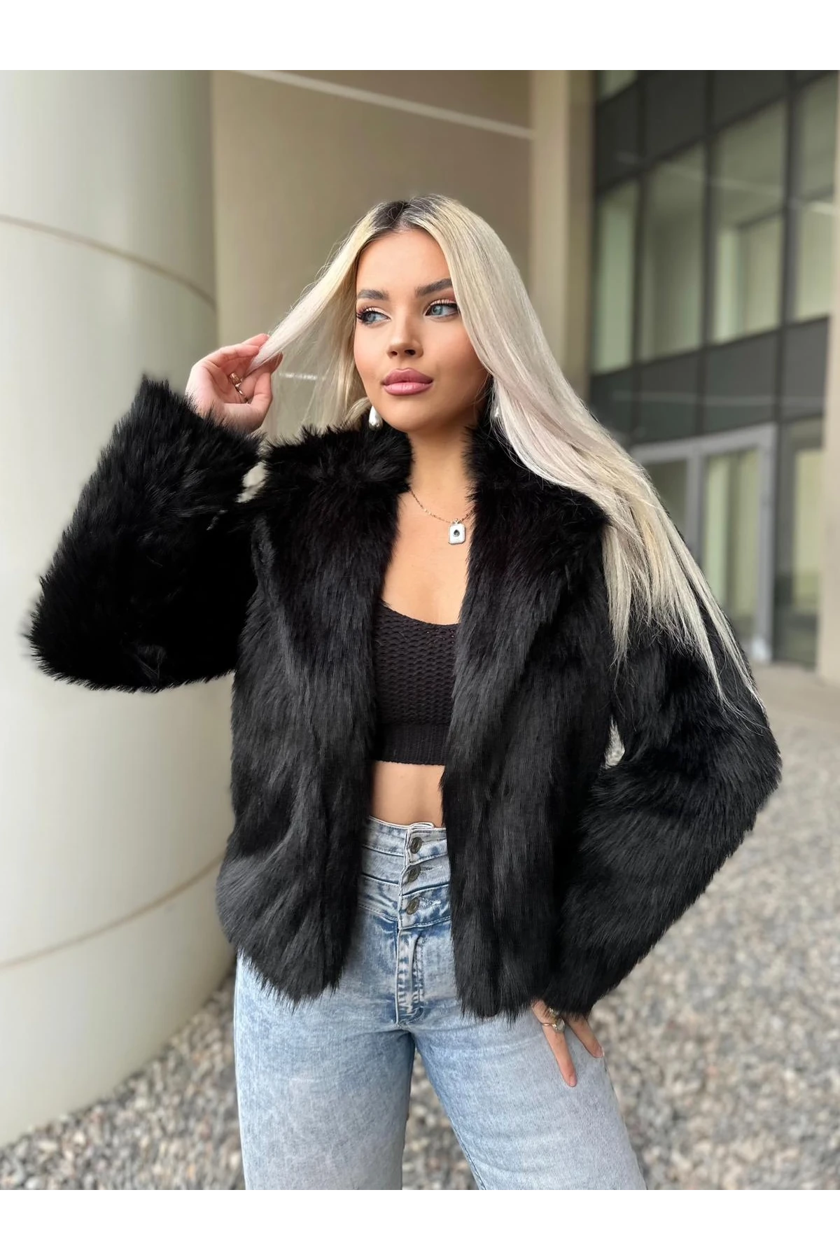 İthal Lolita Kumaş Tasarım İçi Astarlı Kürk