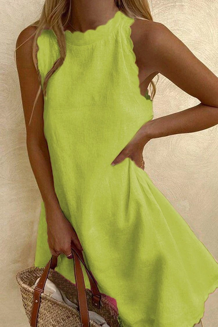 Keten Kumaş Lazer Kesim Elbise