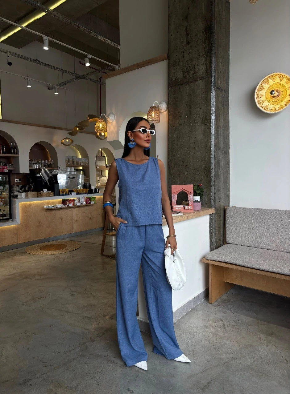 Keten Kumaş Sırt Detaylı Takım