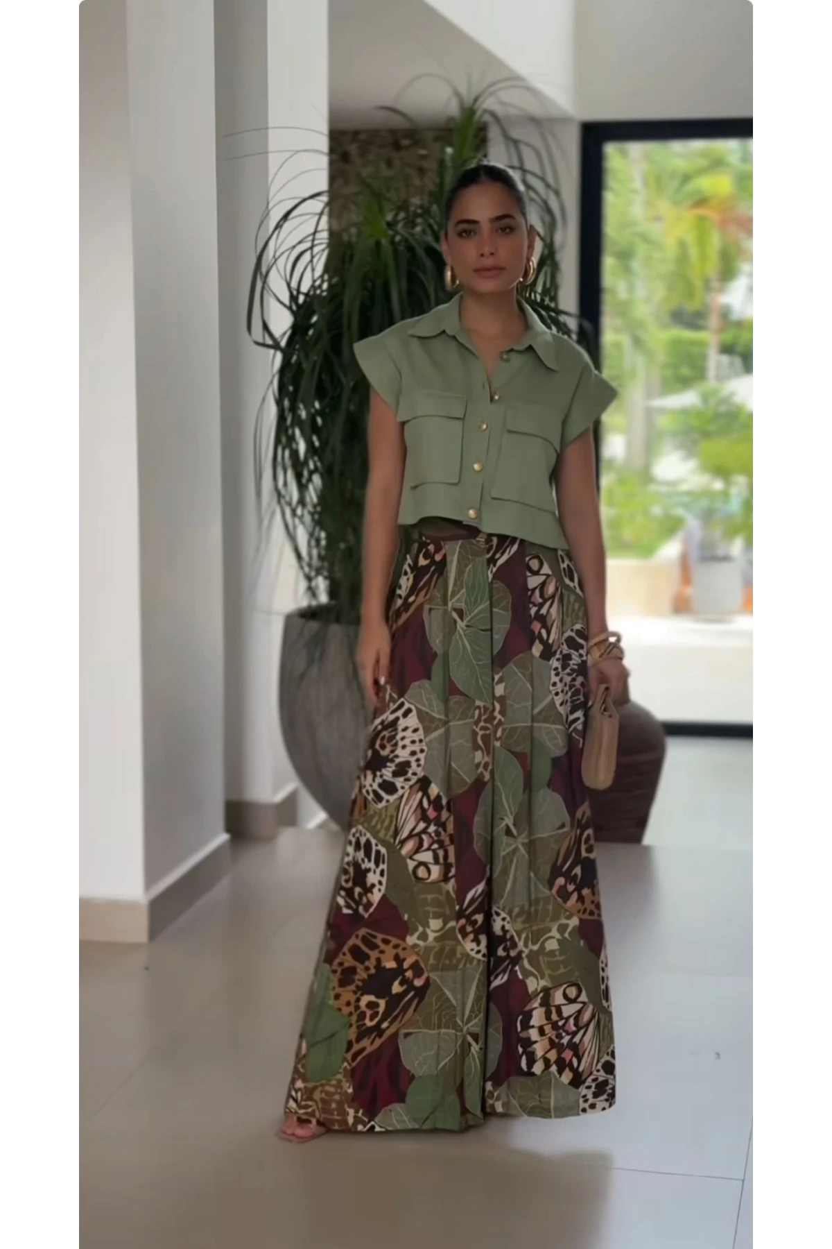 Micro Kumaş Maxi Boy Cepli Pantolon