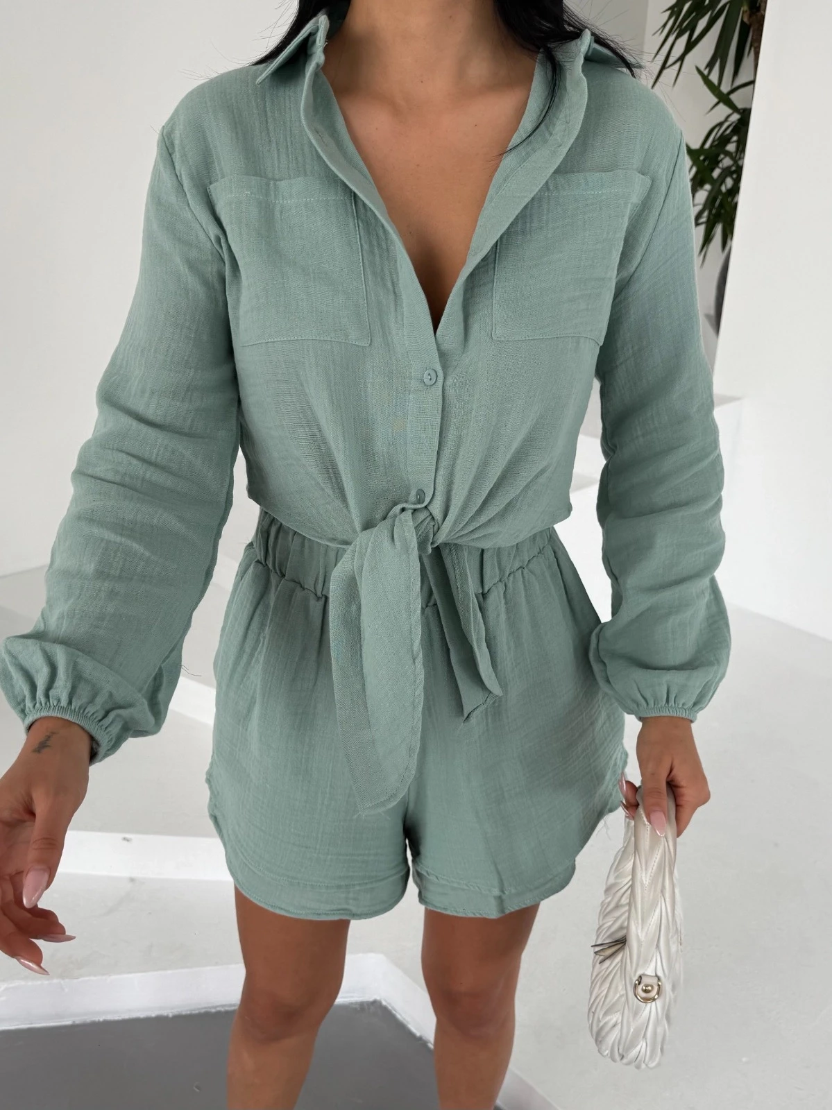 Müslin Kumaş Bluz&Şort Takım