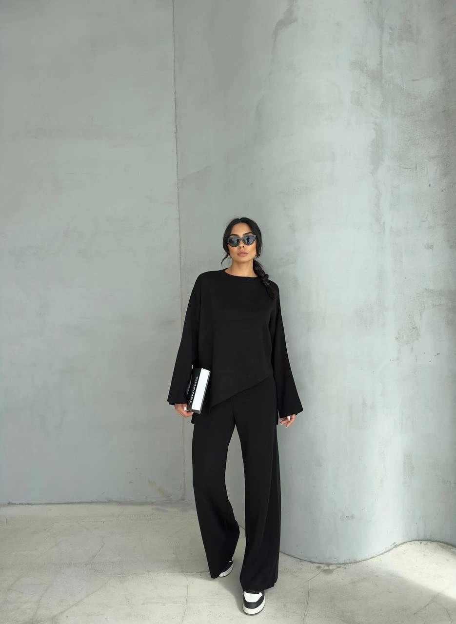 Önü Asimetrik Kesim Triko 2 li Takım