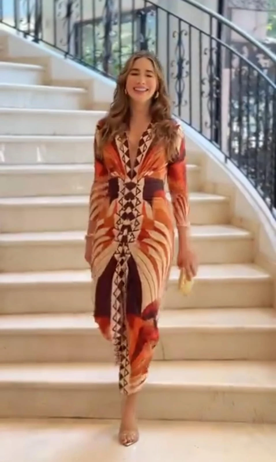 Pileli Scuba Kumaş Desenli Elbise