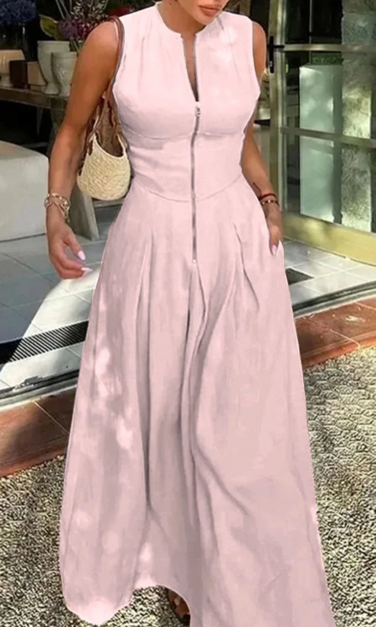 Poplin Kumaş Fermuarlı Elbise