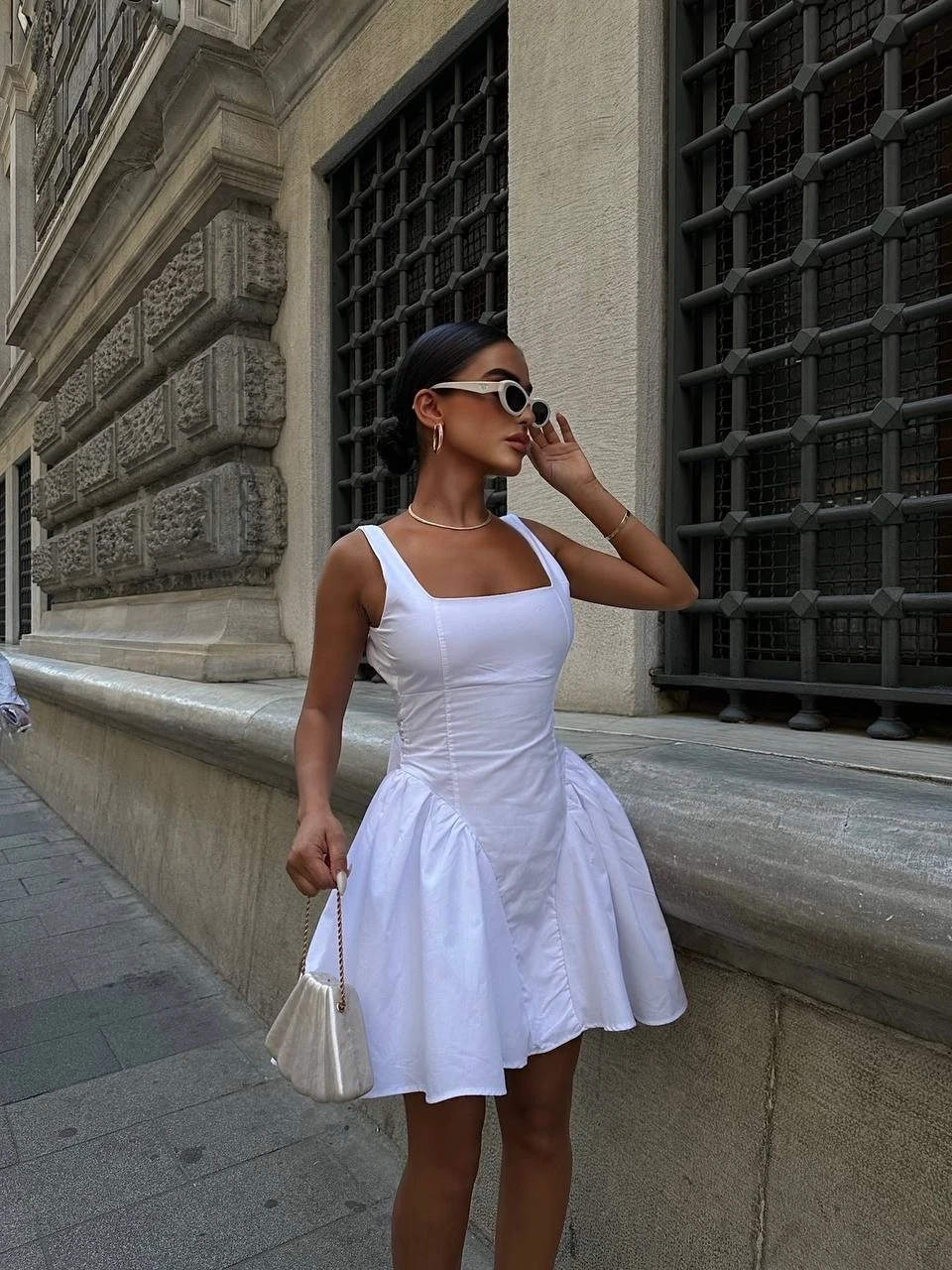 Poplin Kumaş Fiyonklu Elbise