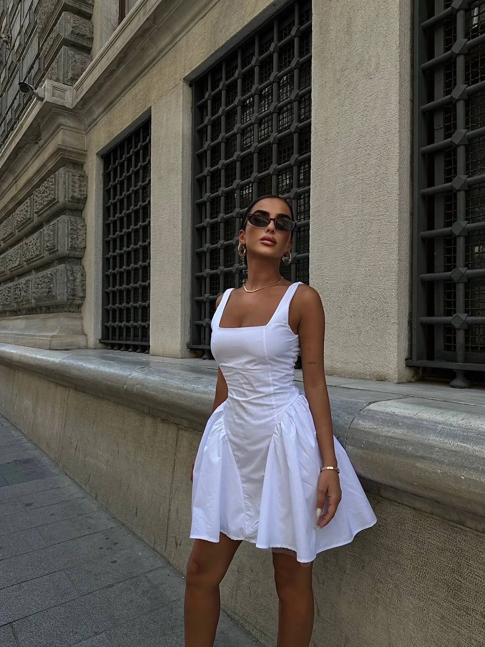 Poplin Kumaş Fiyonklu Elbise