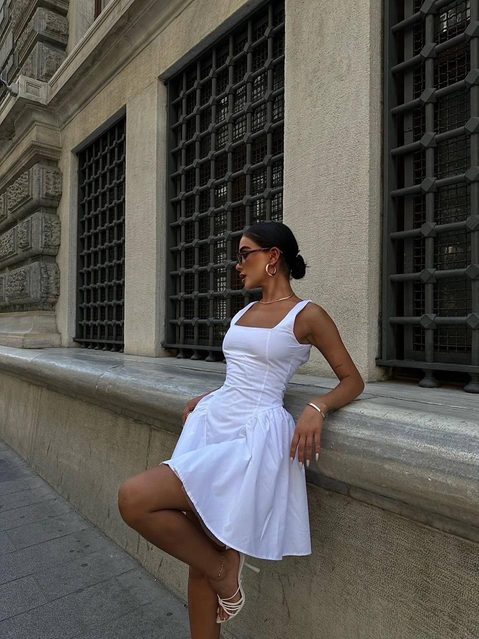 Poplin Kumaş Fiyonklu Elbise