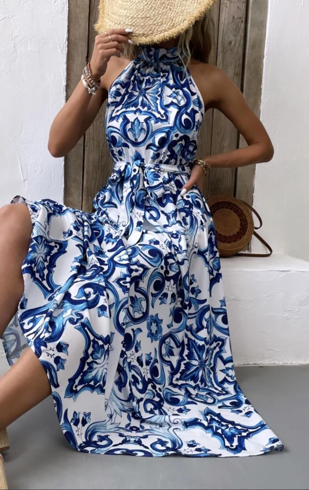 Reglan Kol Desenli Elbise İthal Krep Kumaş