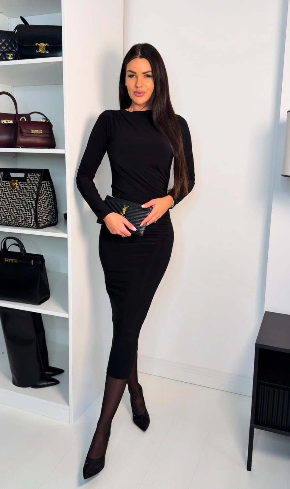 Sandy Kumaş Beli Büzgülü Elbise