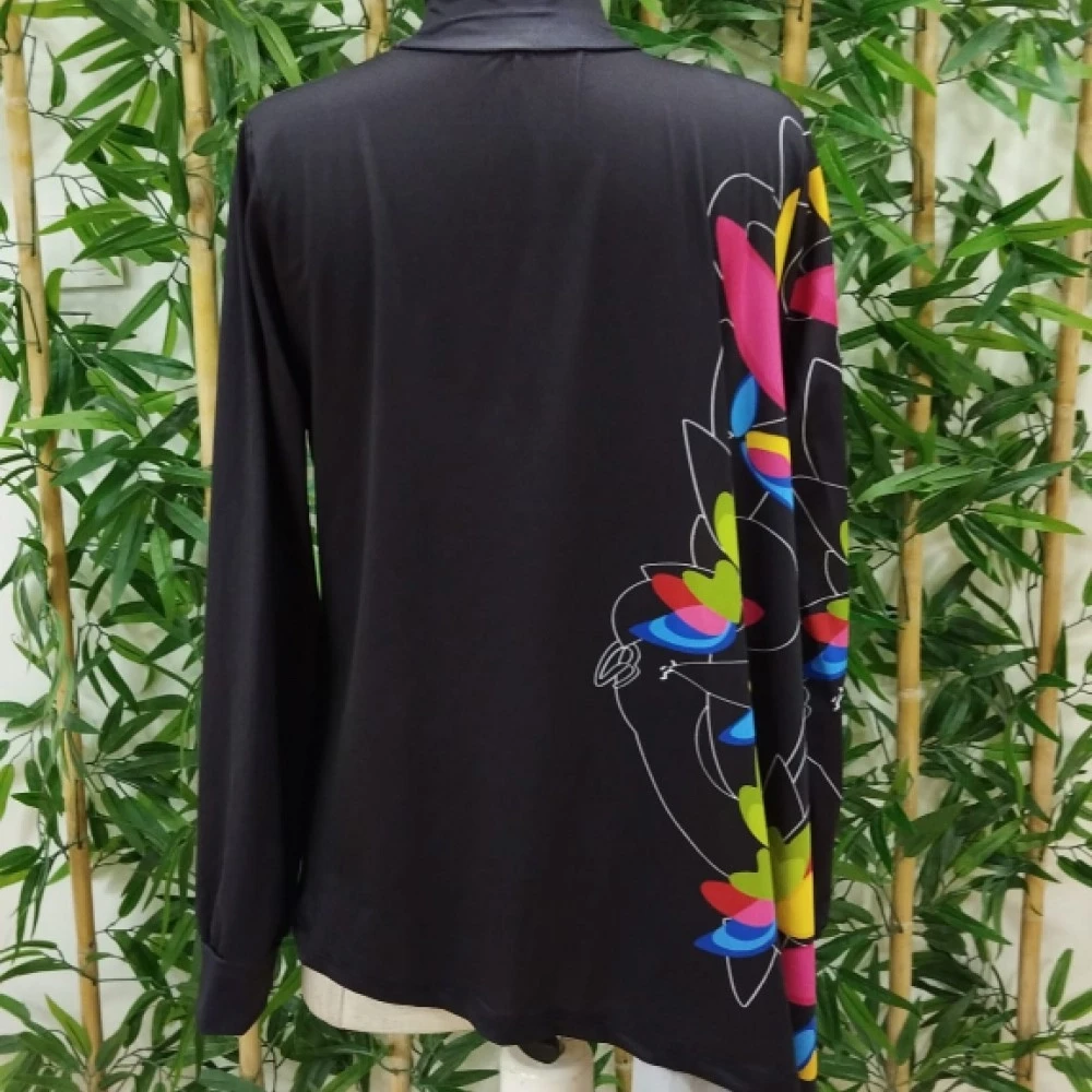 Uzun Kollu Balıkçı Yaka Asimetrik Kesim Mikro Bluz