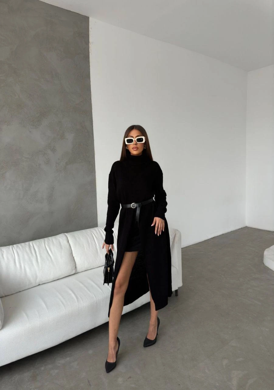 Yırtmaç Detaylı Elbise(Kemer Dahil Değildir)