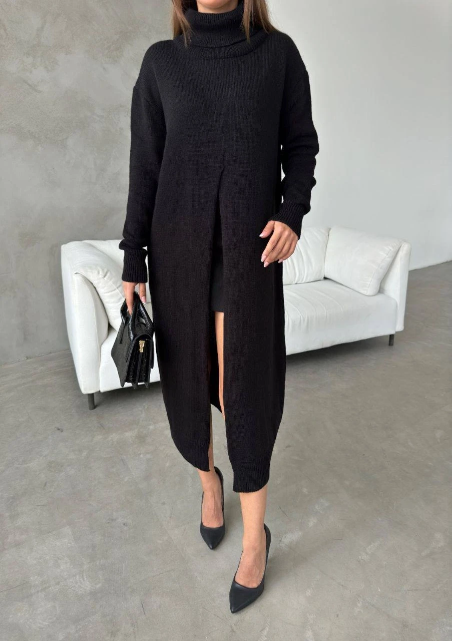 Yırtmaç Detaylı Elbise(Kemer Dahil Değildir)