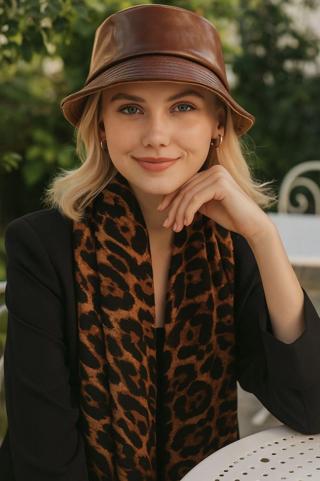 10862 Leopar Desenli Kahve Rengi Şal