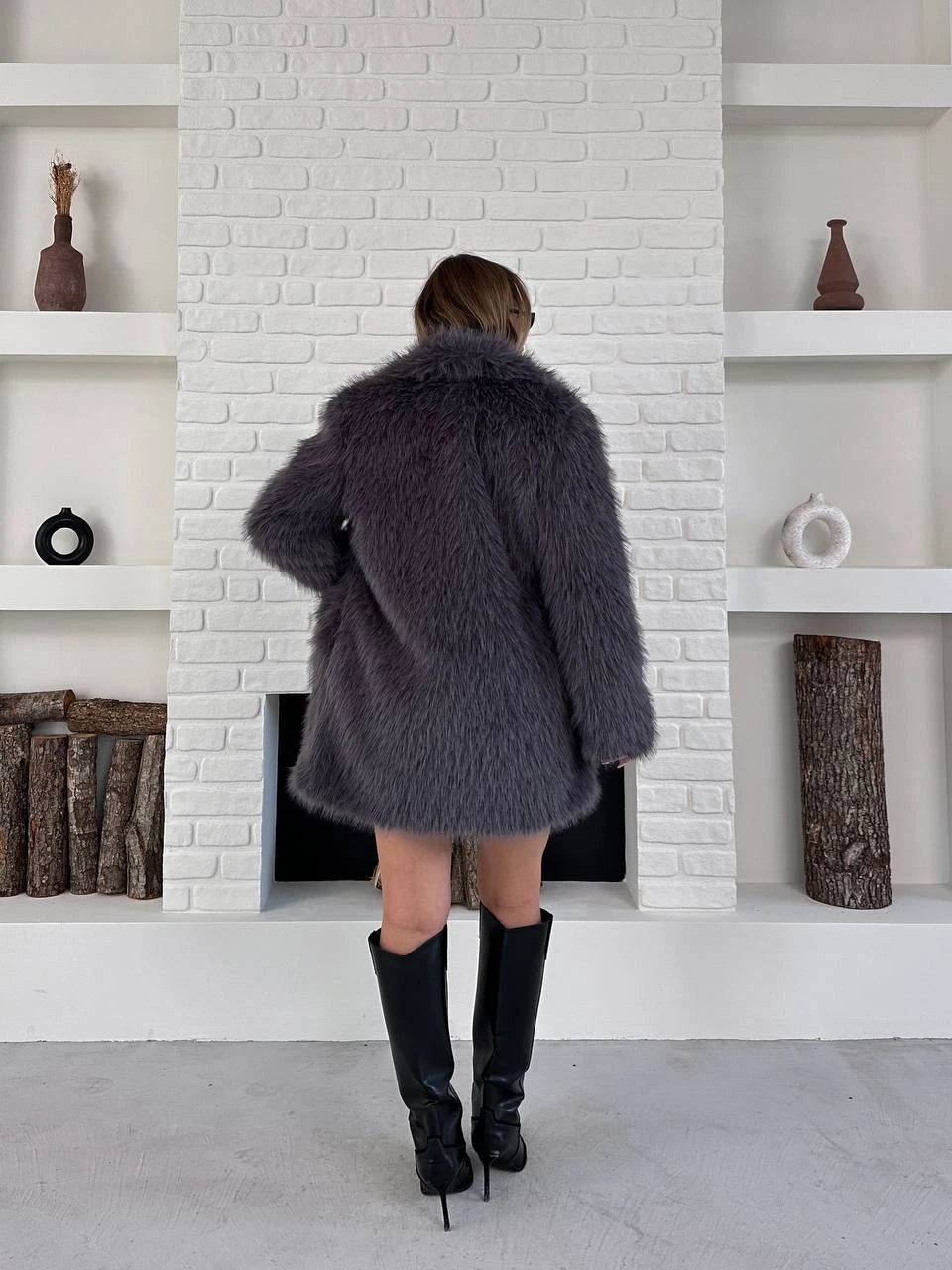 Antrasit Suni Kürk Kaban