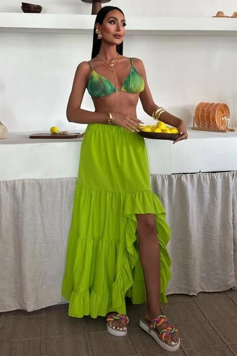 Audrey Fıfrlı Yırtmaç Detay Etek 4037