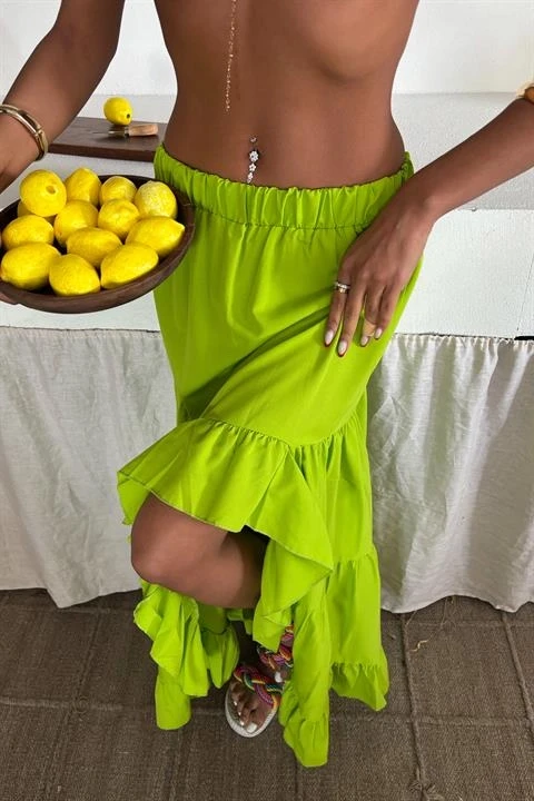 Audrey Fıfrlı Yırtmaç Detay Etek 4037