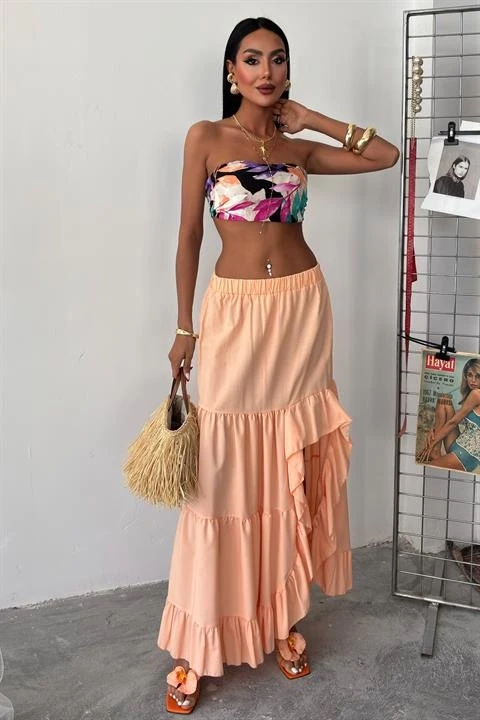 Audrey Fıfrlı Yırtmaç Detay Etek 4037