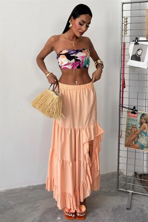 Audrey Fıfrlı Yırtmaç Detay Etek 4037