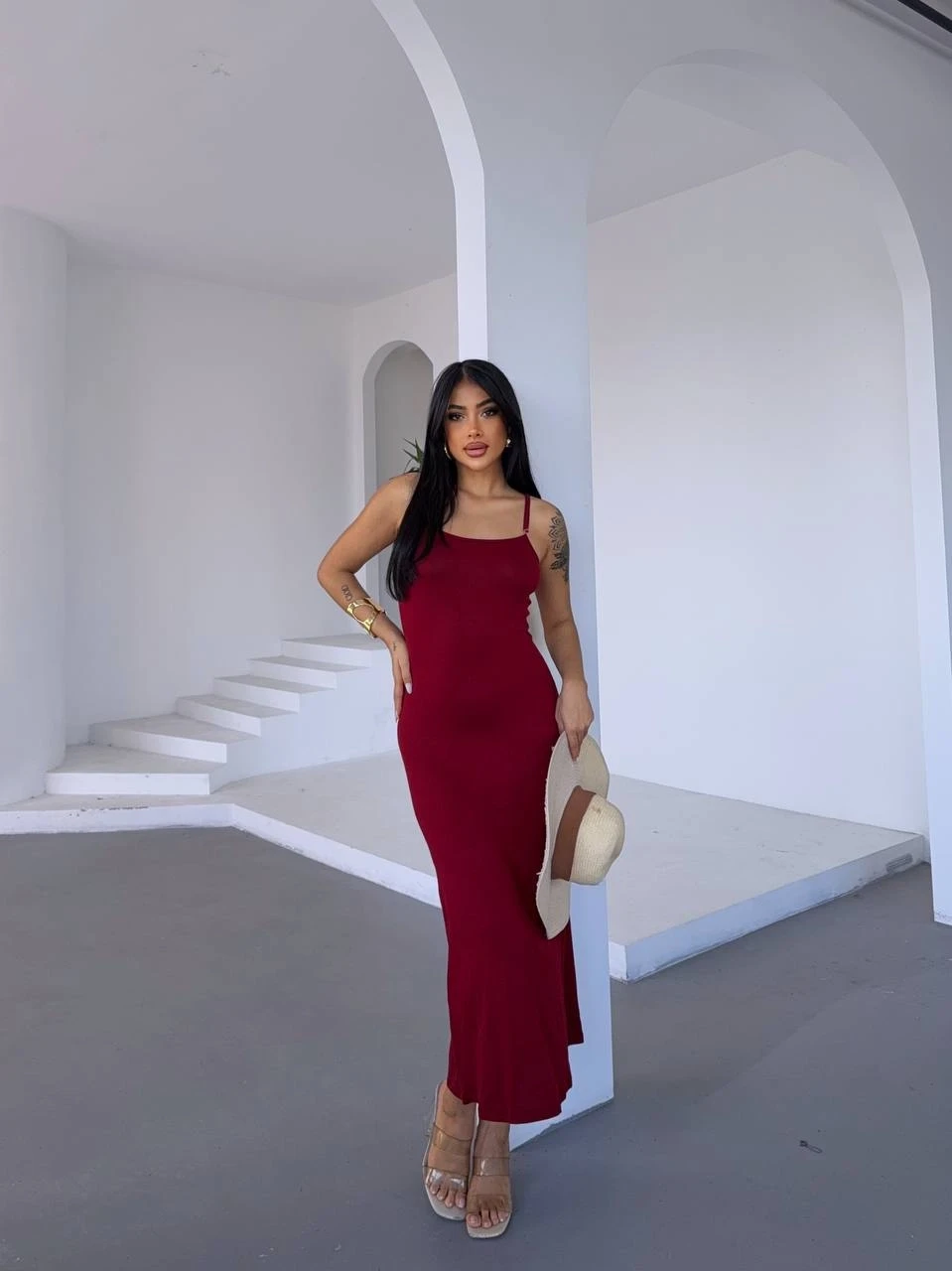 Ayarlanabilir Askılı Elbise Bordo