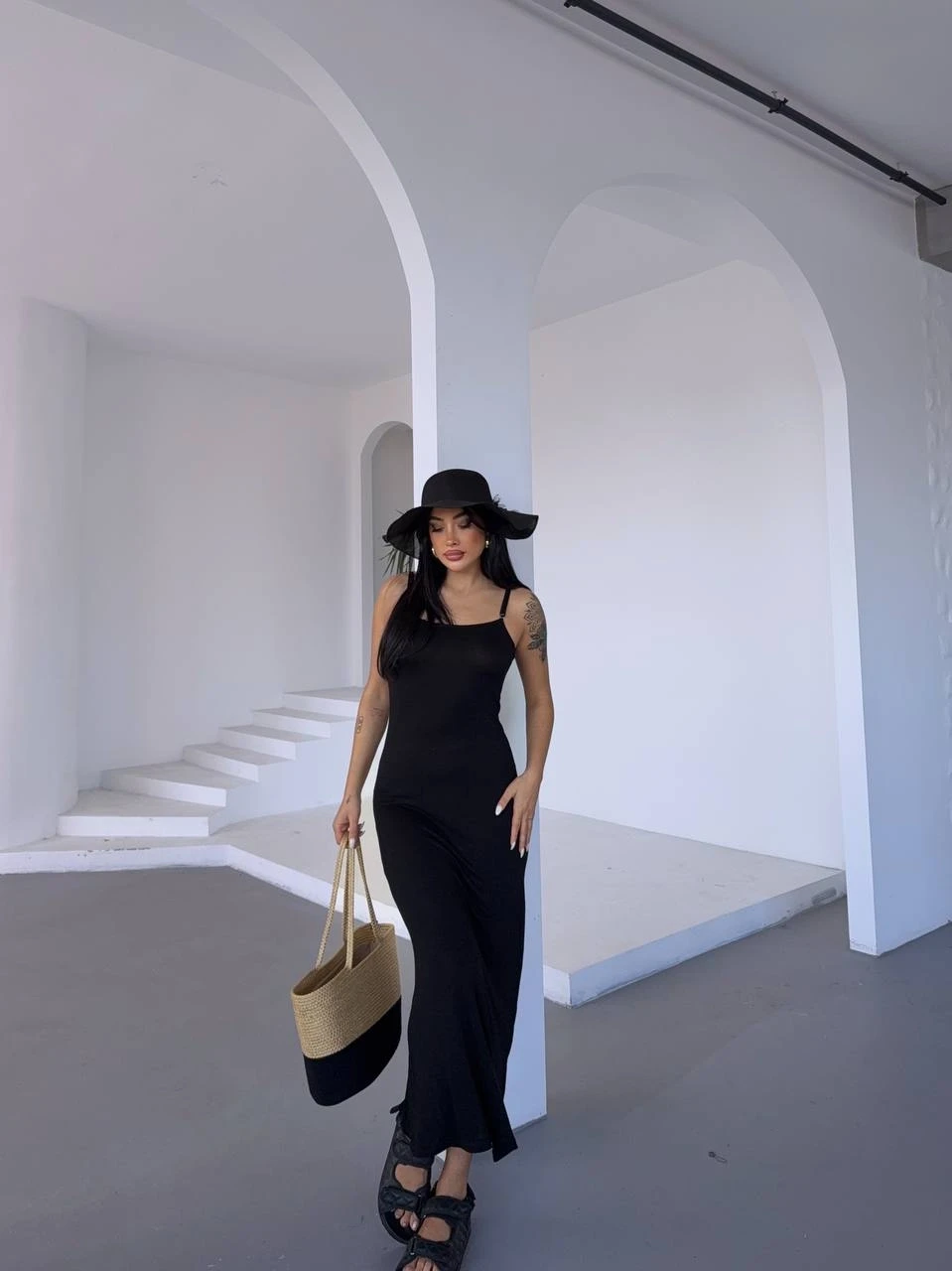 Ayarlanabilir Askılı Elbise Siyah