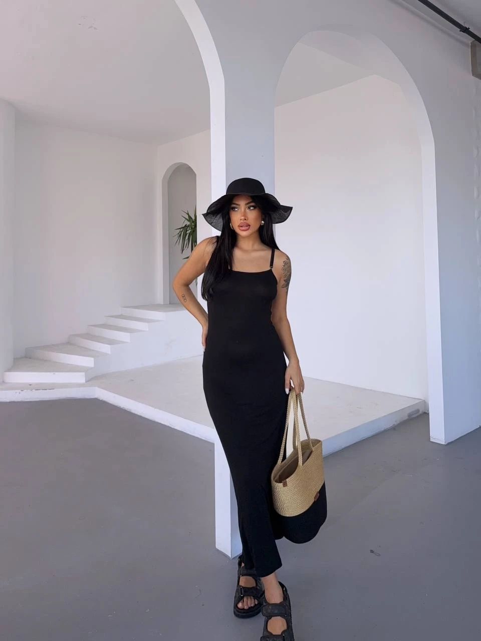 Ayarlanabilir Askılı Elbise Siyah