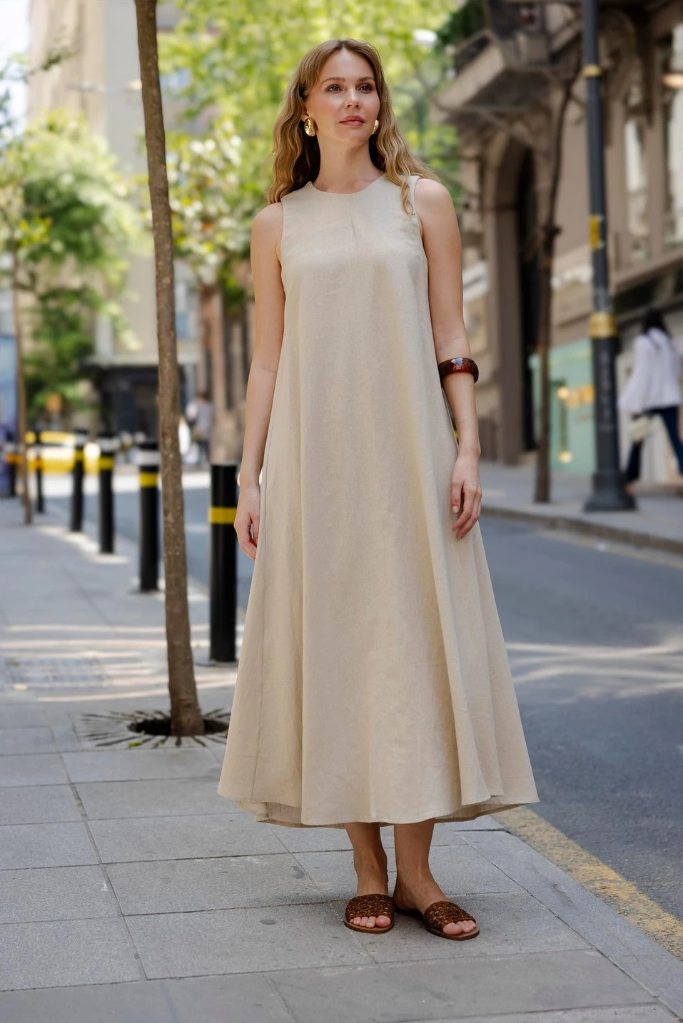 Basic Kolsuz Elbise Taş