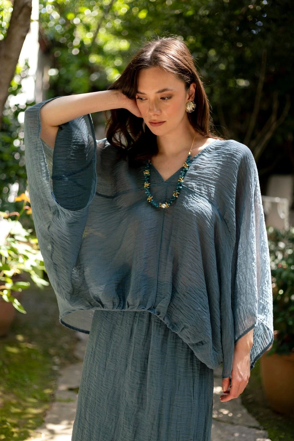 Bluz ve Etek Takım İndigo