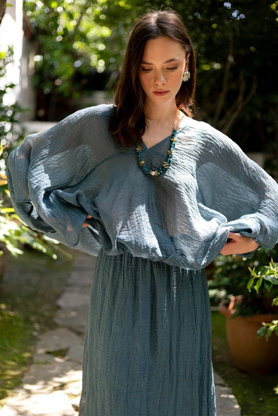 Bluz ve Etek Takım İndigo