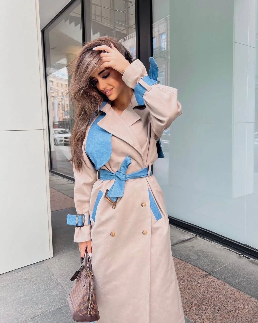 Bondit Kumaş Kot Garnili Trençkot