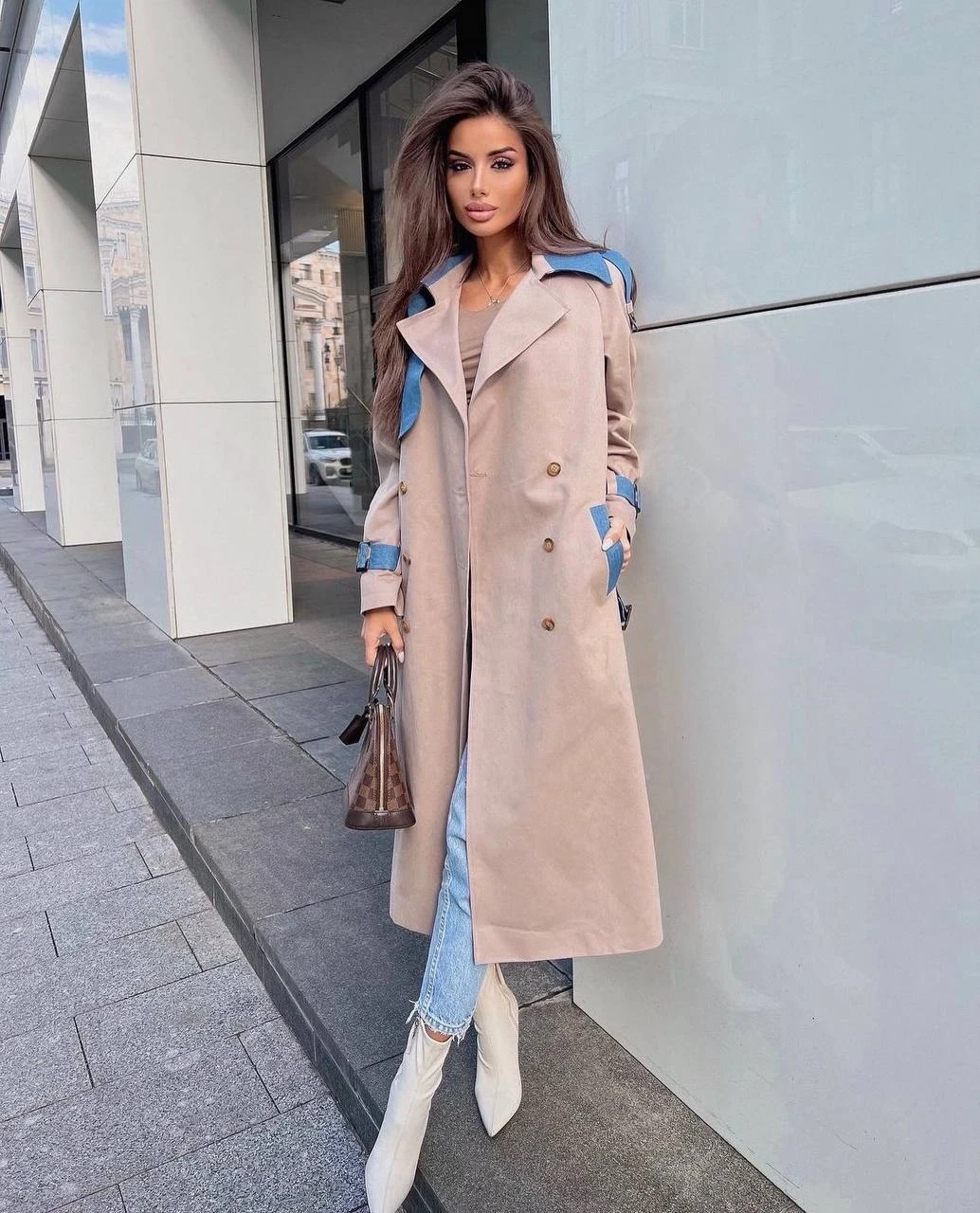 Bondit Kumaş Kot Garnili Trençkot