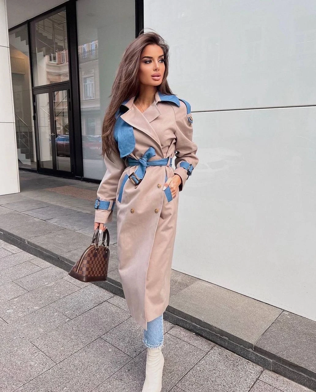 Bondit Kumaş Kot Garnili Trençkot