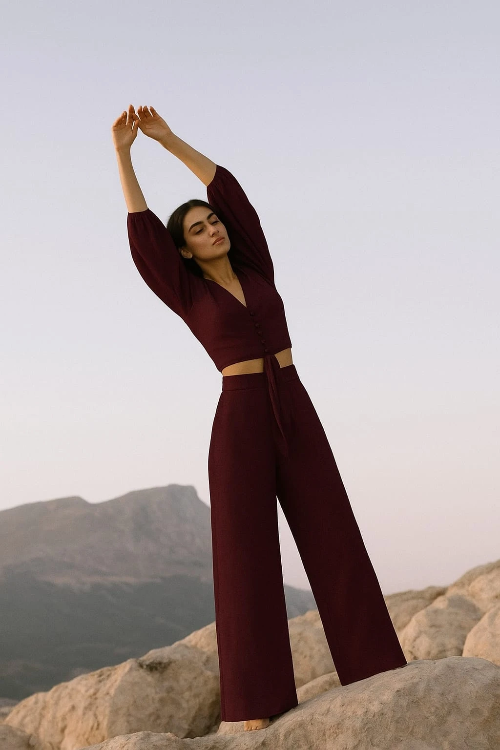 Bordo Massimo Takım Modal Kumaş