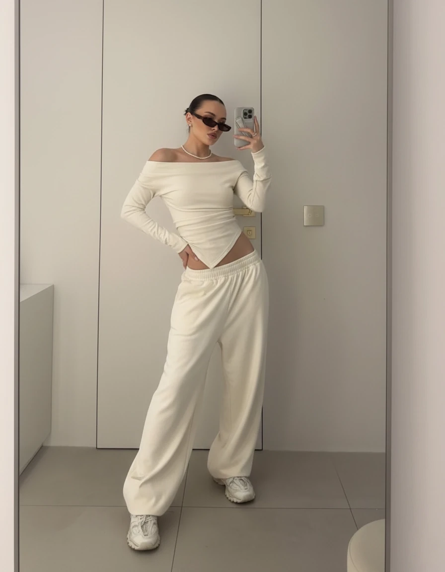 Buzi Kumaş Takım Beyaz