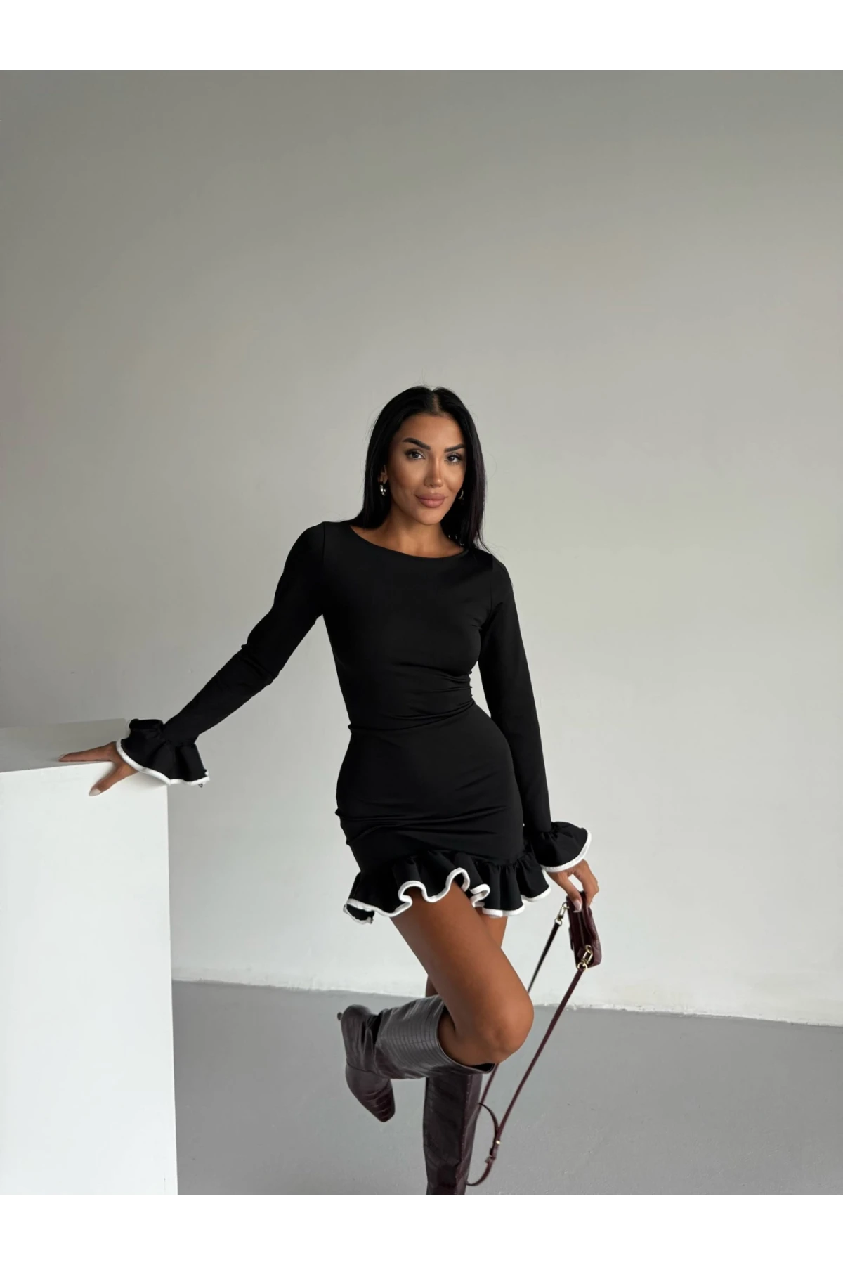 Dalgıç Kumaş Biyeli Elbise