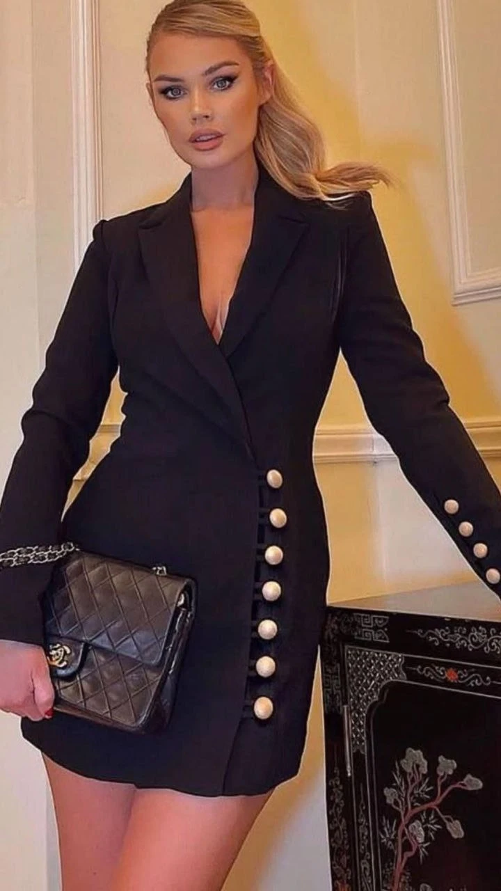 Düğme Detaylı Ceket Elbise