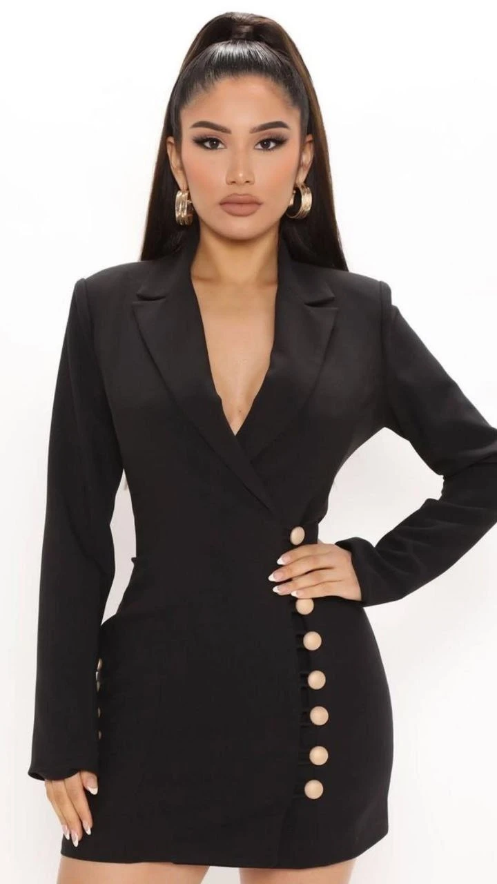 Düğme Detaylı Ceket Elbise