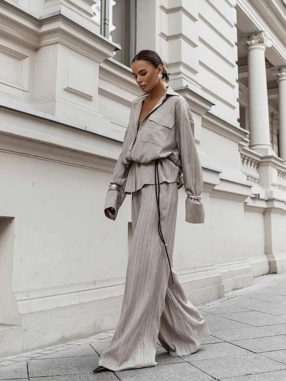 Gömlek Pantalon Tasarım Takım Bej