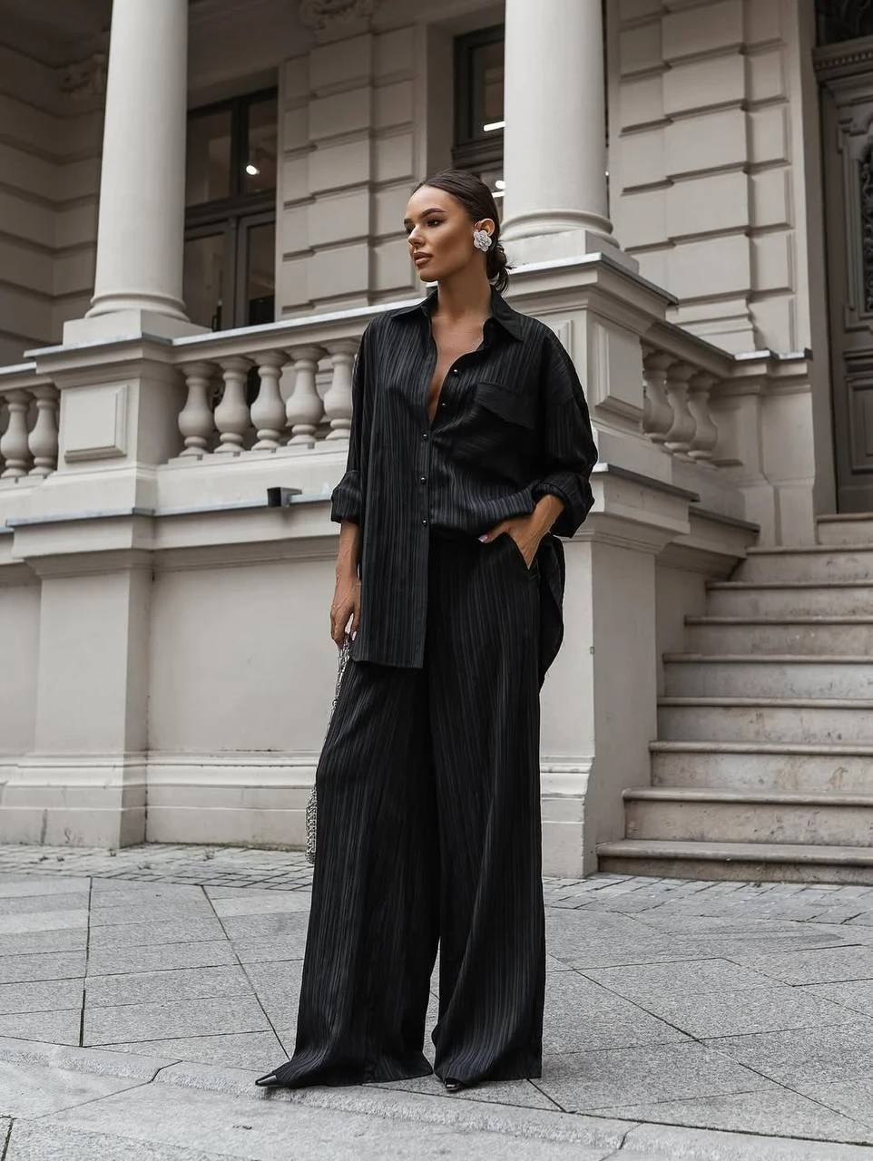 Gömlek Pantalon Tasarım Takım Siyah