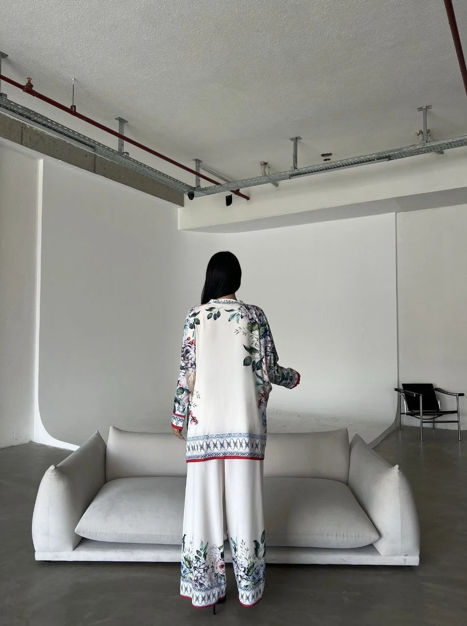 İthal Jessica Kumaş Pantalon Gömlek Desenli Takım