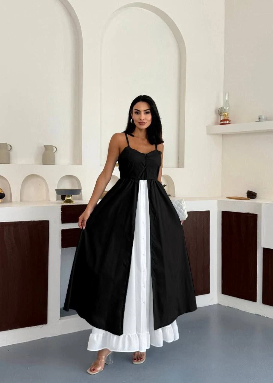 İthal Krep Kumaş Tasarım Elbise Siyah