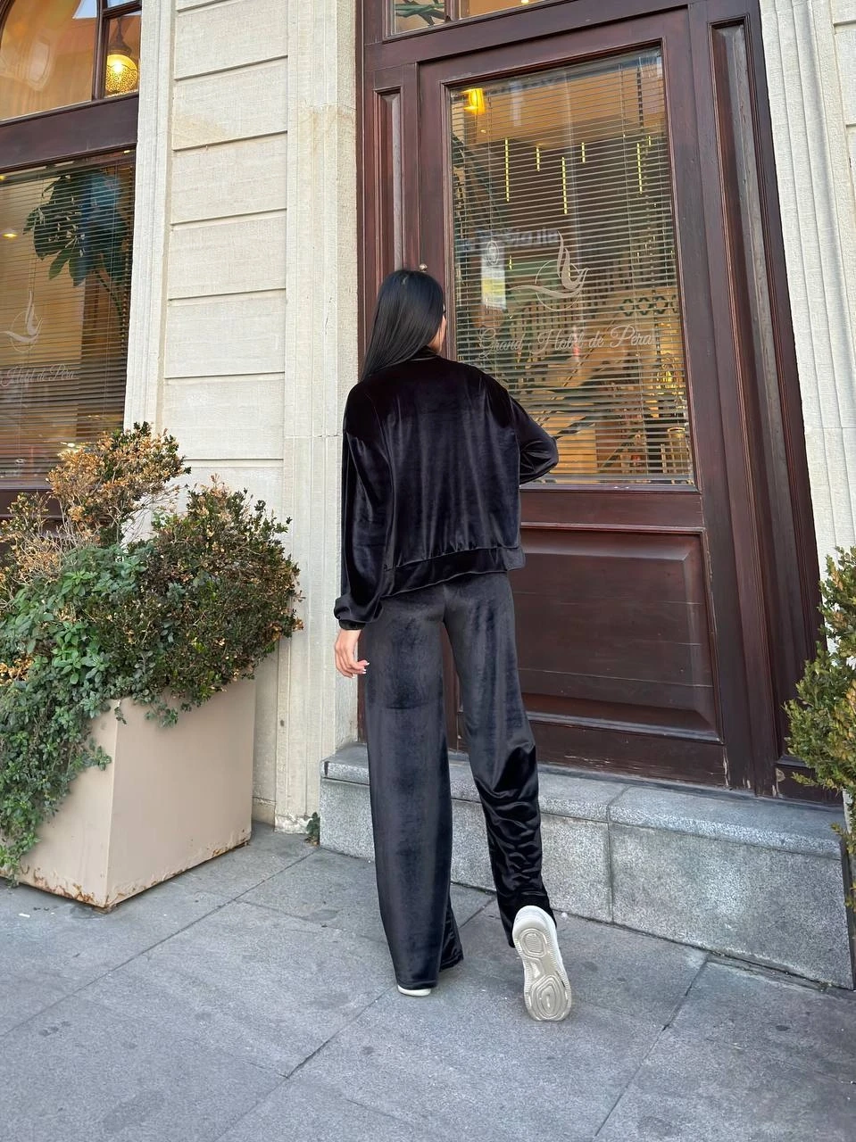 Kadife Fermuarlı Alt Üst Takım Siyah