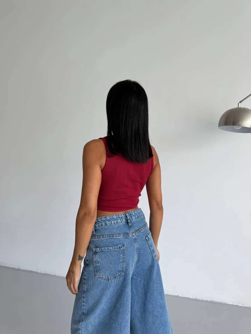 Kaşkorse Crop Bluz Bordo