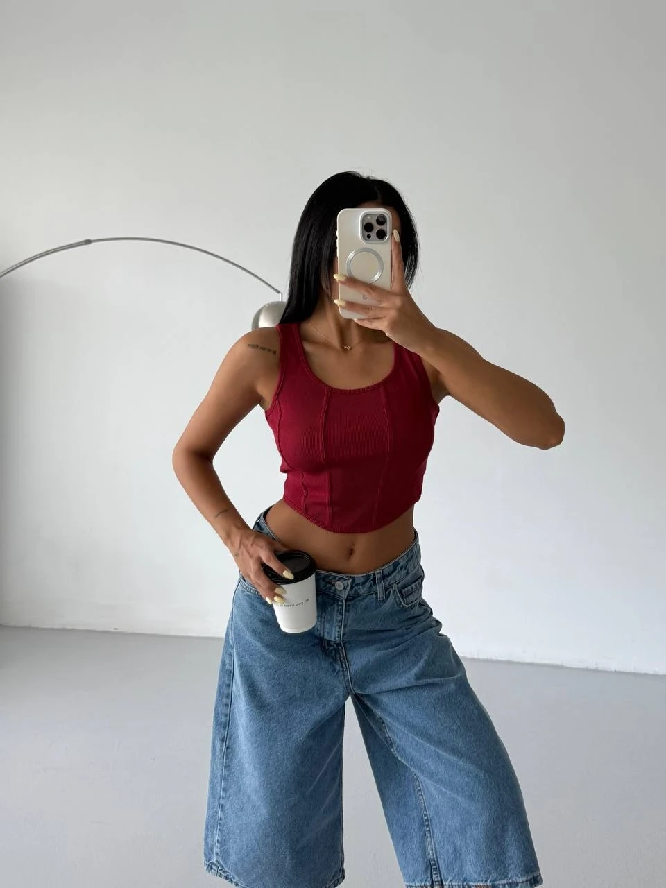 Kaşkorse Crop Bluz Bordo