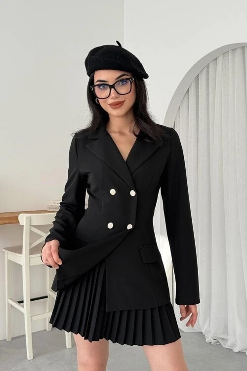 Kastil Pileli Ceket Etek Takım