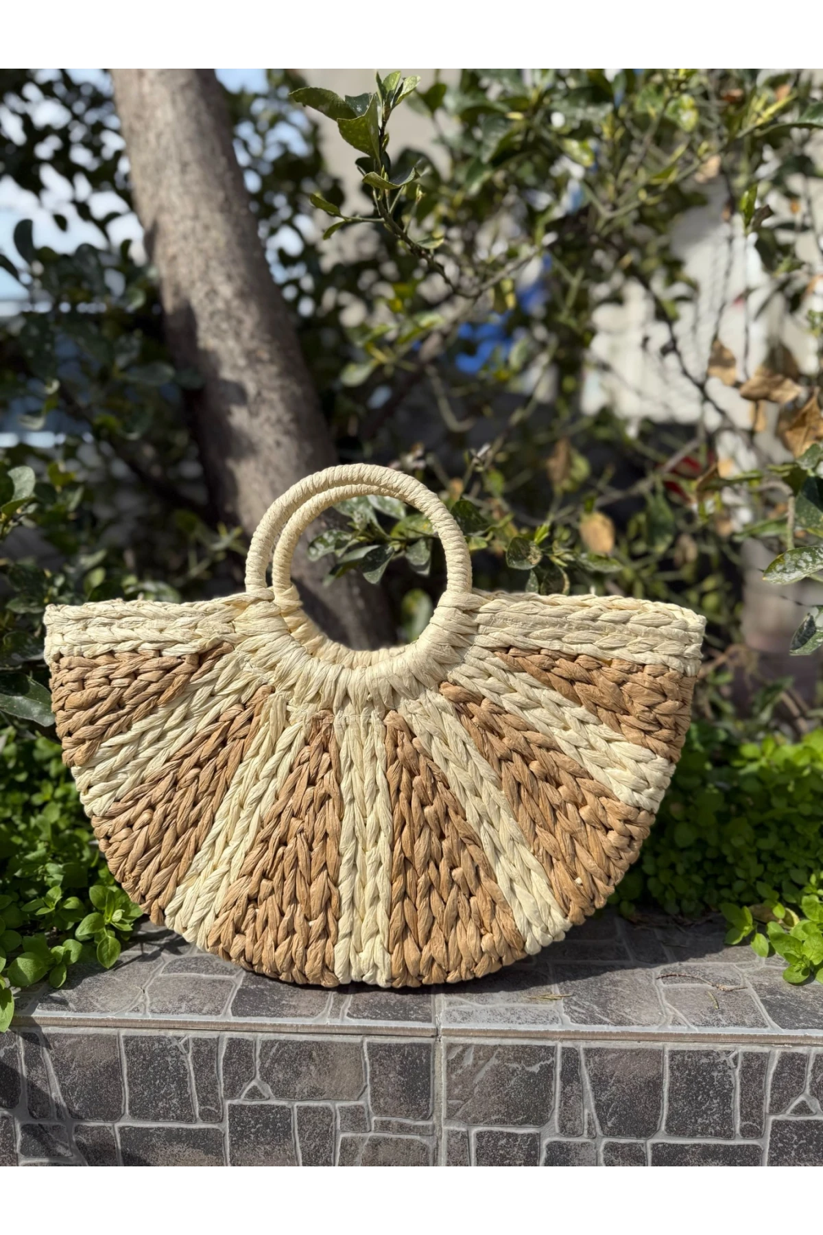 NWC-1029 El Örgüsü Camel Hasır Çanta