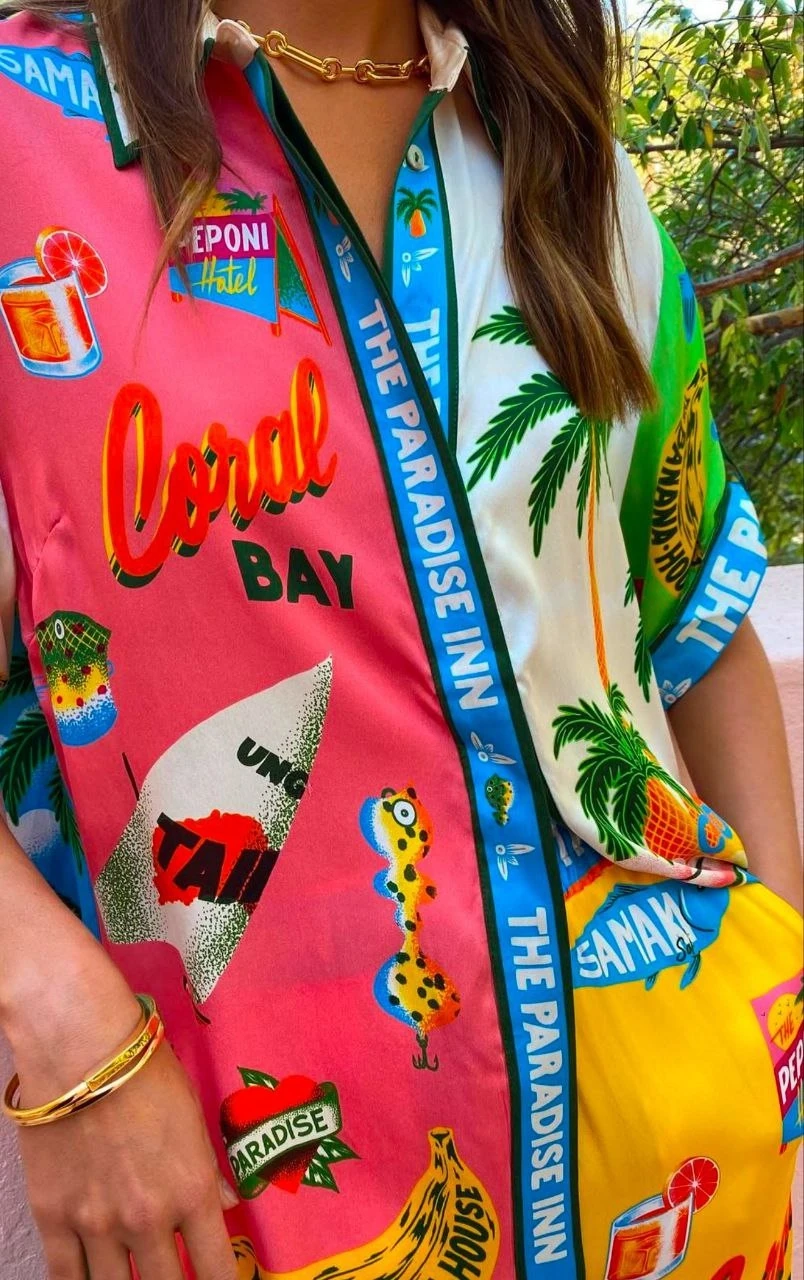 Paradise Desenli Takım İthal Hawai Kumas