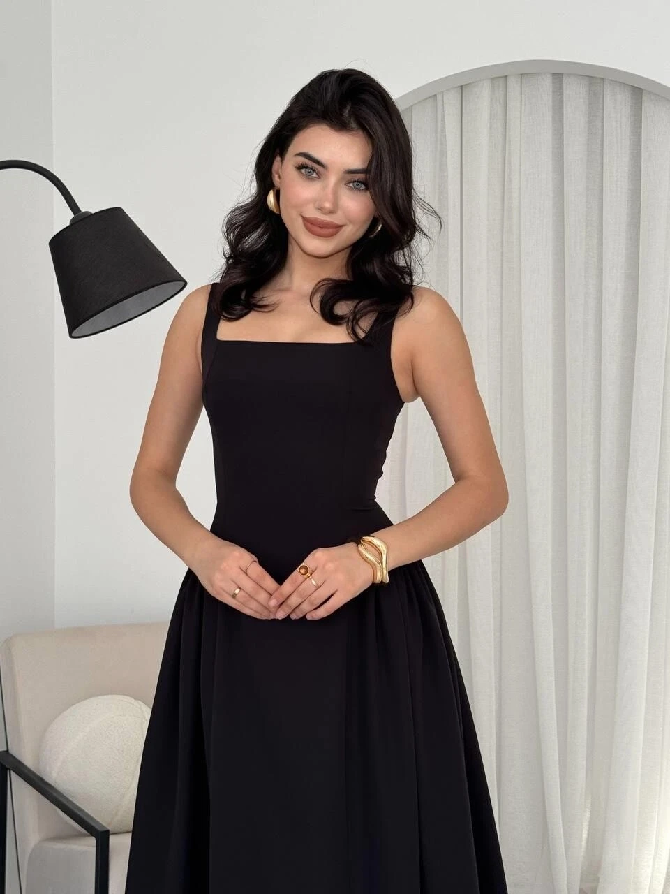 Piliseli Elbise Siyah